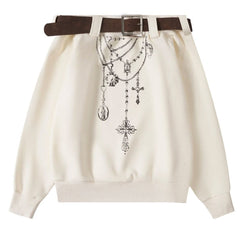 Grunge Aesthetic Off-Shoulder Sweatshirt