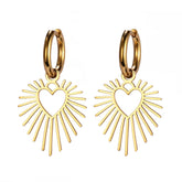 Heart Sun Pendant Drop Earrings