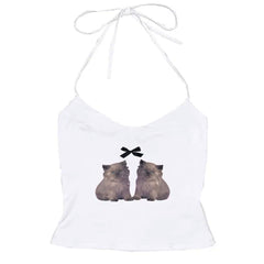 Coquette Kitten Y2K Halter Top