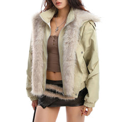 Vanilla Latte Fur Trim Jacket
