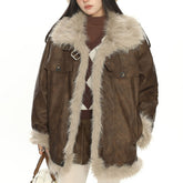 Y2K Fur Trim Aviator Jacket