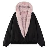 Y2K Fur-Lined Zip-Up Jacket