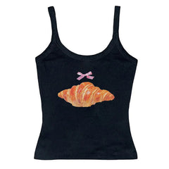 Croissant Print Y2K Tank Top