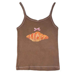 Croissant Print Y2K Tank Top