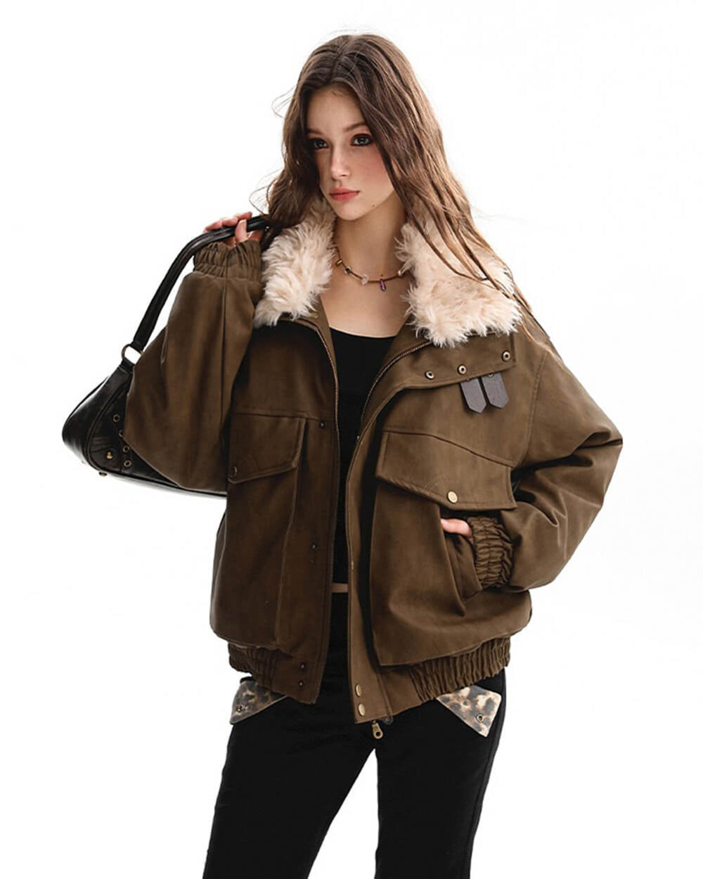 Drama Alert Faux Fur Aviator Jacket
