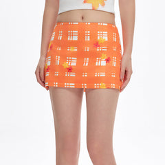 Floral Gingham Mini Skirt