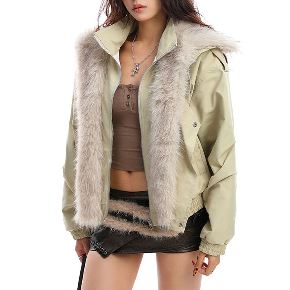 Vanilla Latte Fur Trim Jacket